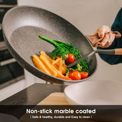 5Pieces Non-Stick Marble Coating Saucepan/Casserole/Fry Pan Cookware Set-NSW_Rural