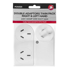 2 Pack x 2400W Double Adapter Right & Left Hand