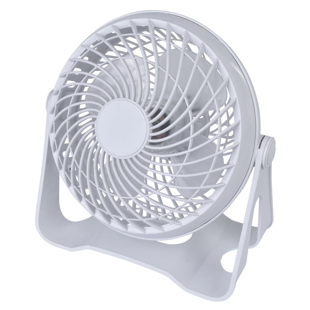 USB Powered Desk Fan – Portable 2-Speed Adjustable Angle Cooling Fan (White)