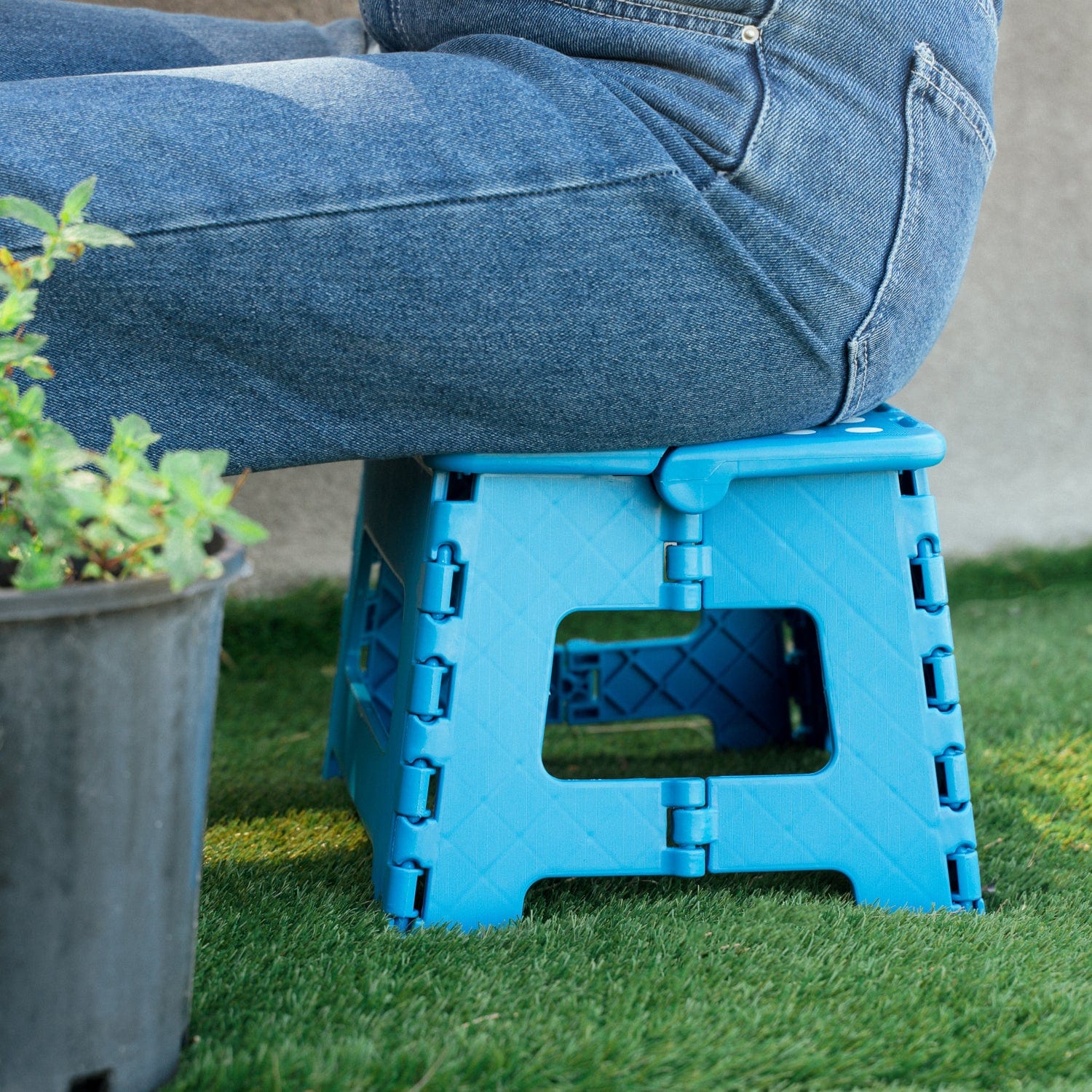 Plastic Folding Stool Portable Chair Outdoor Camping Blue