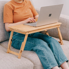 Foldable and Adjustable Bamboo Laptop Table, Bed Tray