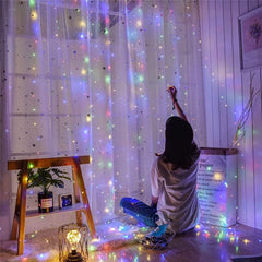 400 Low Voltage LED Curtain Lights 8 Functions 1.9x2M Christmas Decoration Multicolor-NSW_Rural