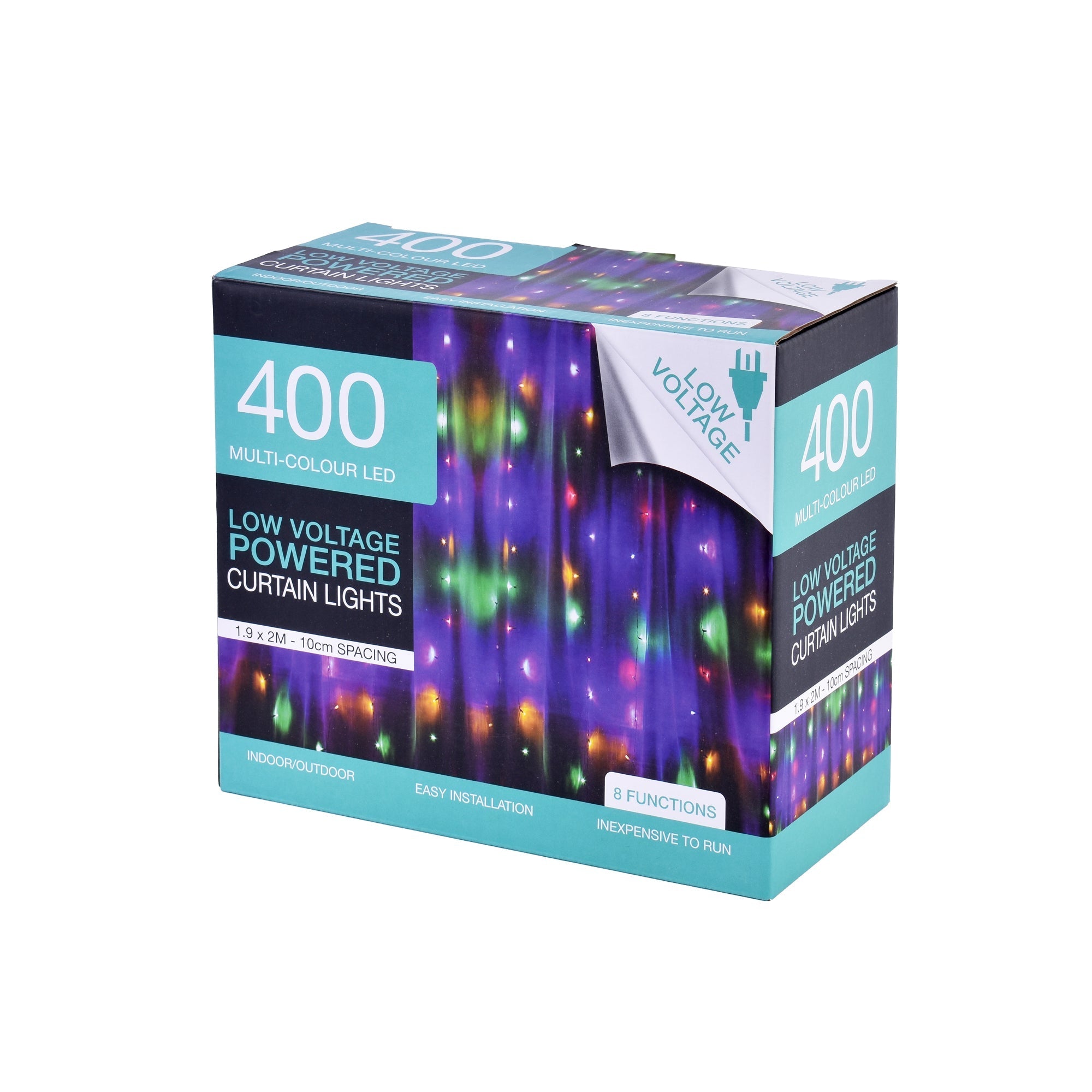 400 Low Voltage LED Curtain Lights 8 Functions 1.9x2M Christmas Decoration Multicolor-VIC_Rural
