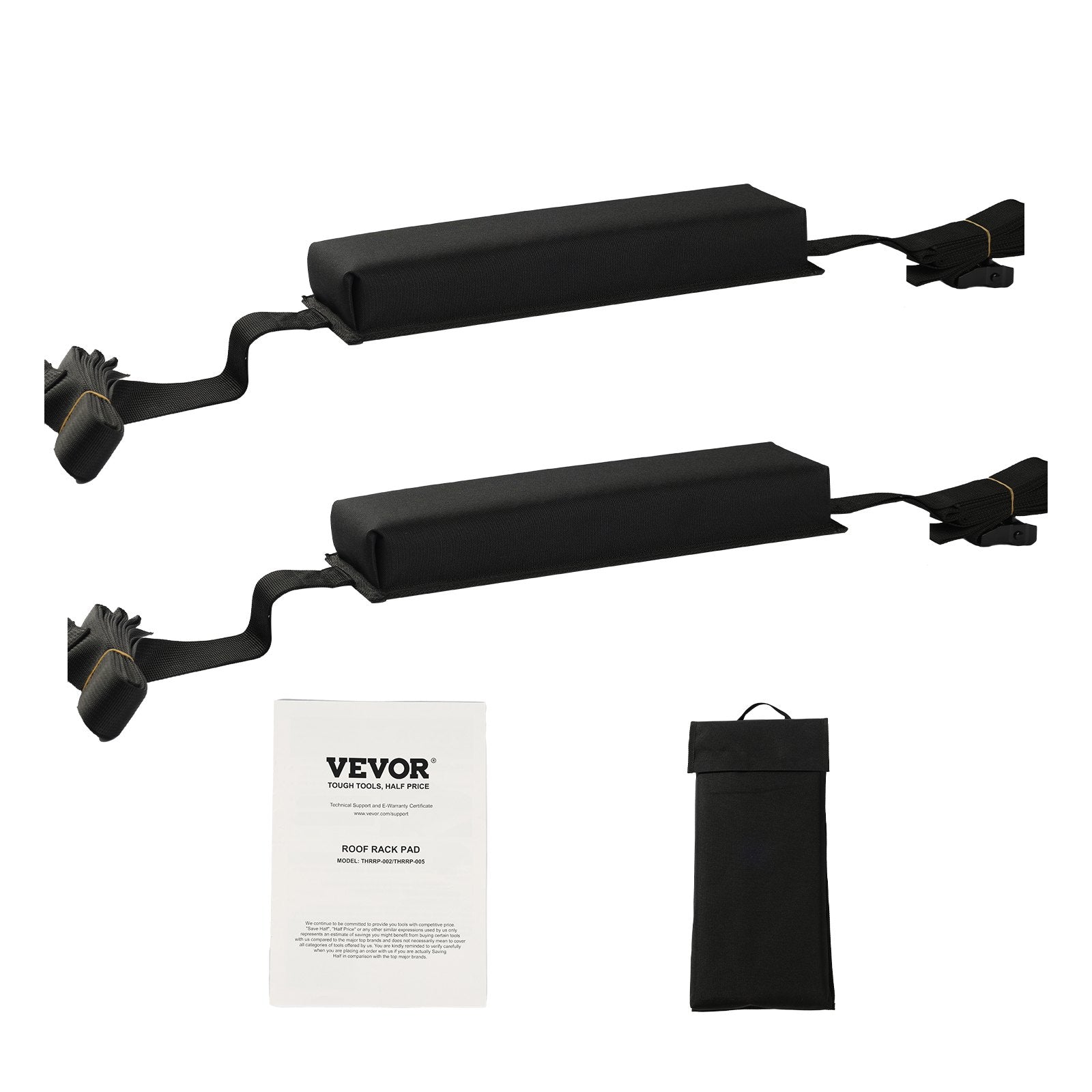VEVOR Soft Roof Rack Pads 15.5in 176lbs Load Capacity for Kayak Canoe Surfboard