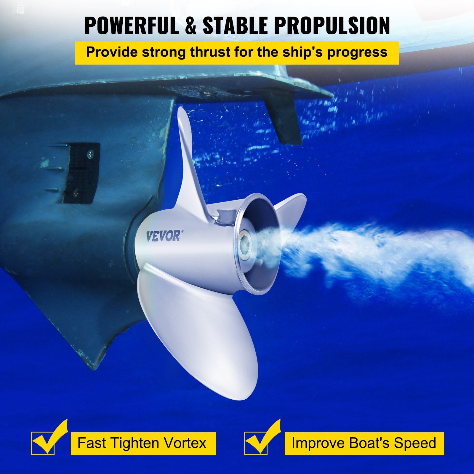 VEVOR Outboard Propeller, Replace for OEM 3860709, 3-Blade 14.5"" x 21"" Pitch Steel Boat Propeller, Compatible with Volvo Penta SX Drive All Models, with 19 Tooth Splines, RH