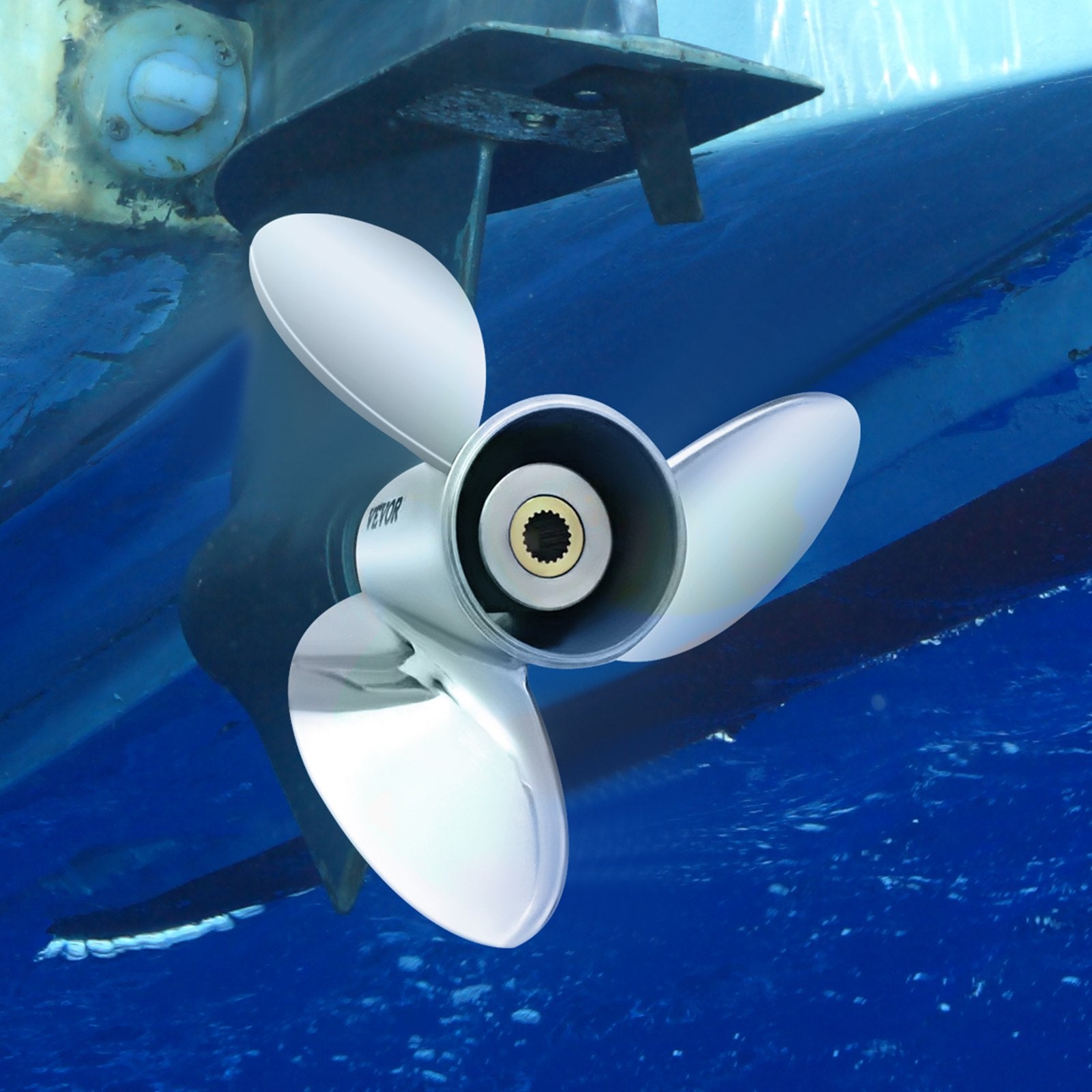 VEVOR Outboard Propeller, Replace for OEM 3860709, 3-Blade 14.5"" x 21"" Pitch Steel Boat Propeller, Compatible with Volvo Penta SX Drive All Models, with 19 Tooth Splines, RH