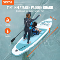 VEVOR Inflatable Stand Up Paddle Board, 152 mm Wide SUP Paddleboard, with Board Accessories, Pump, Paddle, Fin, Phone Bag, Backpack, Ankle Leash, Repair Kit, Non-slip Deck for Youth & Adults