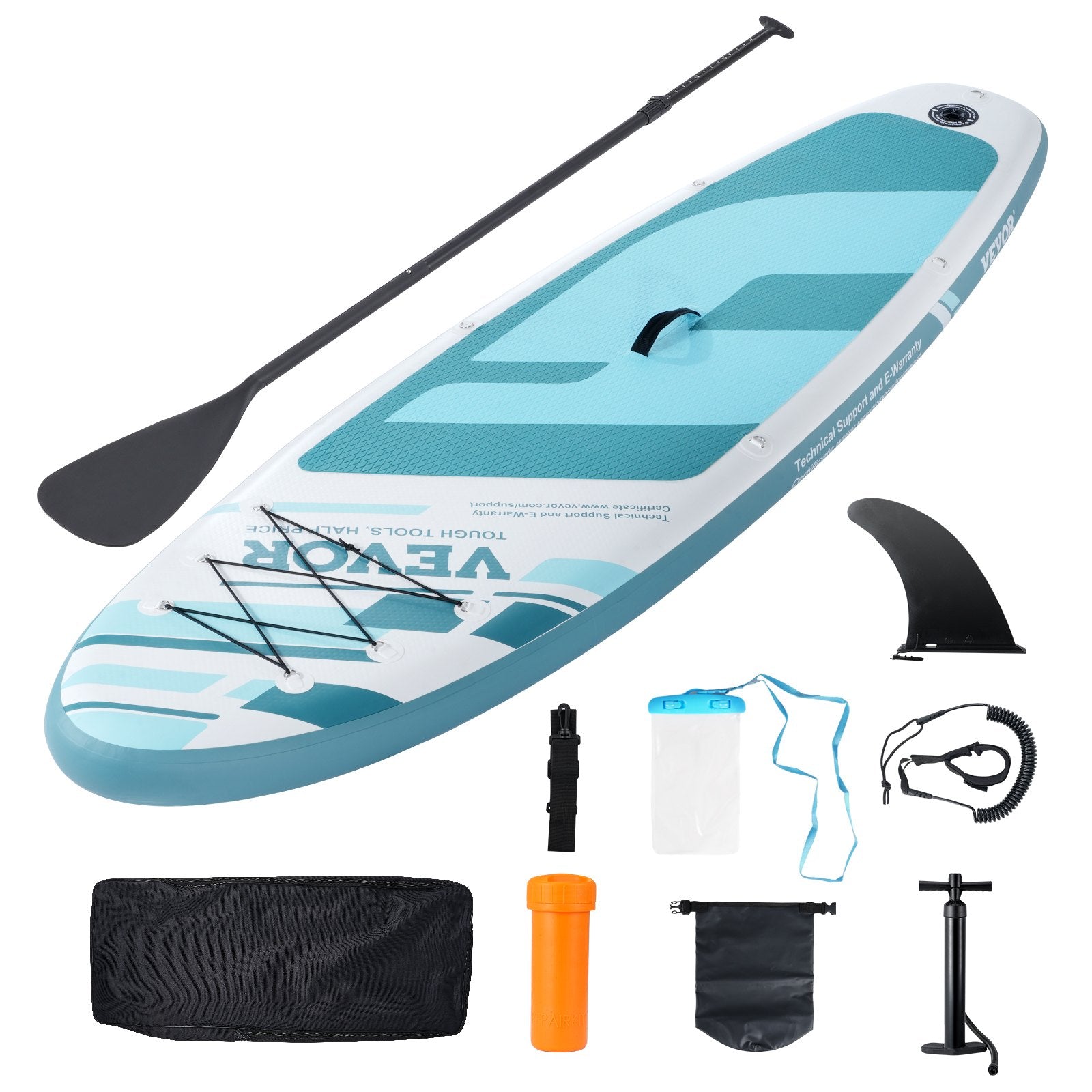 VEVOR Inflatable Stand Up Paddle Board, 152 mm Wide SUP Paddleboard, with Board Accessories, Pump, Paddle, Fin, Phone Bag, Backpack, Ankle Leash, Repair Kit, Non-slip Deck for Youth & Adults