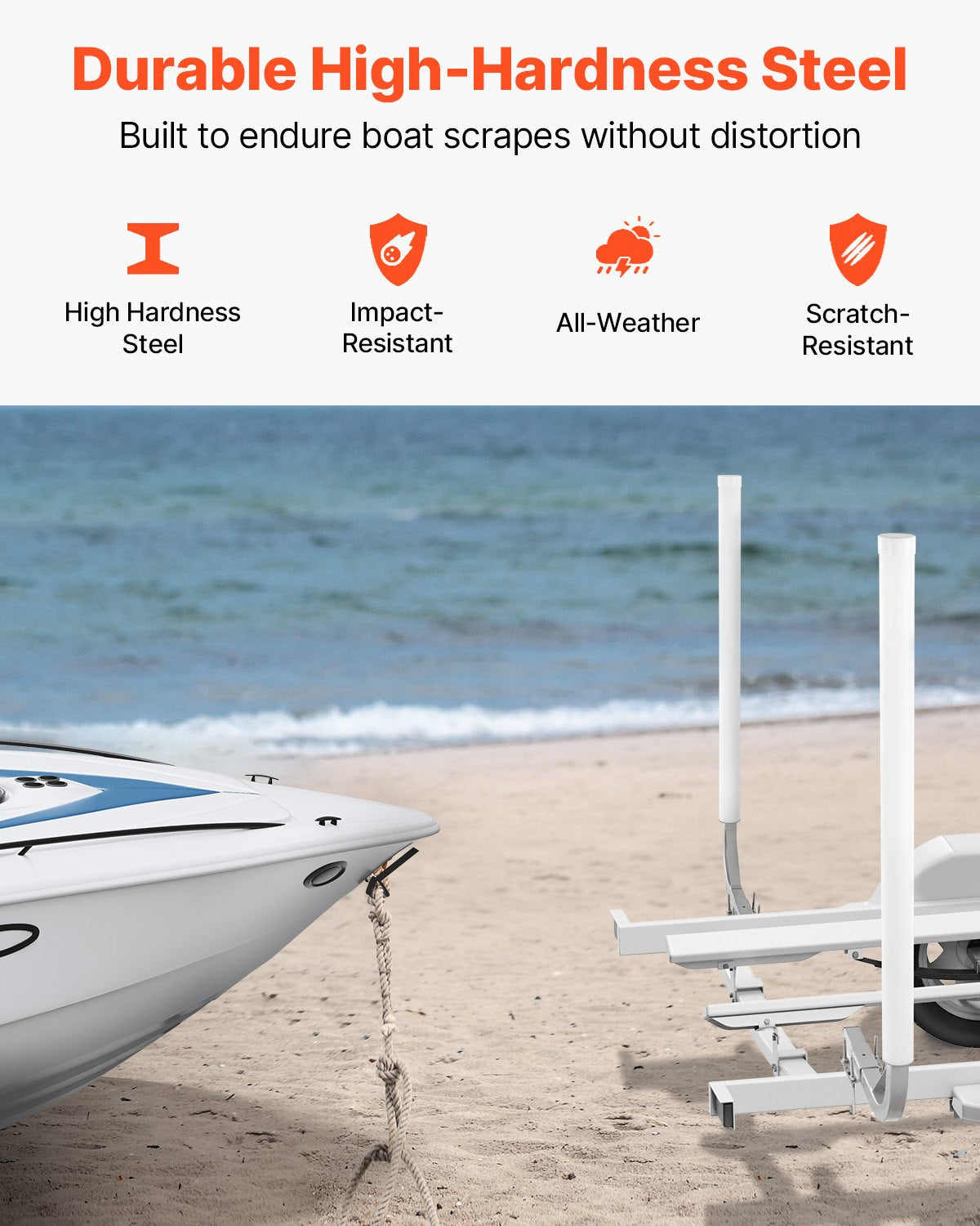 VEVOR Boat Trailer Guide, 1219.2mm Adjustable Design Trailer Guide Poles, 2PCS High-Hardness Steel Trailer Guide-Ons, Trailer Guides with PVC Pipes, for Ski Boat, Fishing Boat or Sailboat Trailer