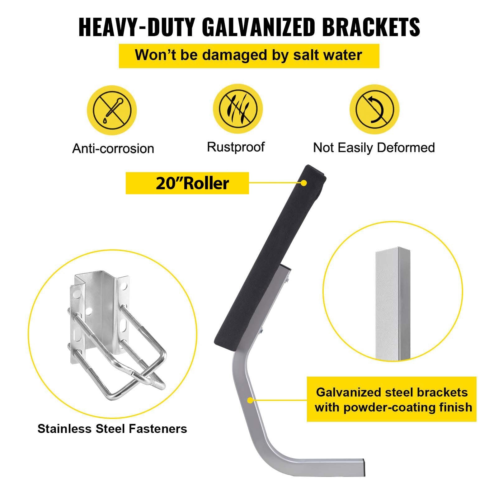 VEVOR Boat Trailer Guide on, 24"", One Pair Trailer Pontoon Bunk Board Guide-ons, Steel Trailer Guides, Complete Mounting Accessories Included, for Ski Boat, Fishing Boat or Sailboat Trailer