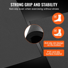 VEVOR Exercise Mat, Non Slip High Density Premium Yoga Mat, Exercise Yoga Mat for Men Women, Fitness & Exercise Mat with Bag & Carry Strap, for All Types of Home Yoga, Pilate & Floor Workout (12x6ft)