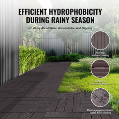 VEVOR Interlocking Deck Tiles 54 Pack 12"x12" Waterproof for Porch Dark Brown