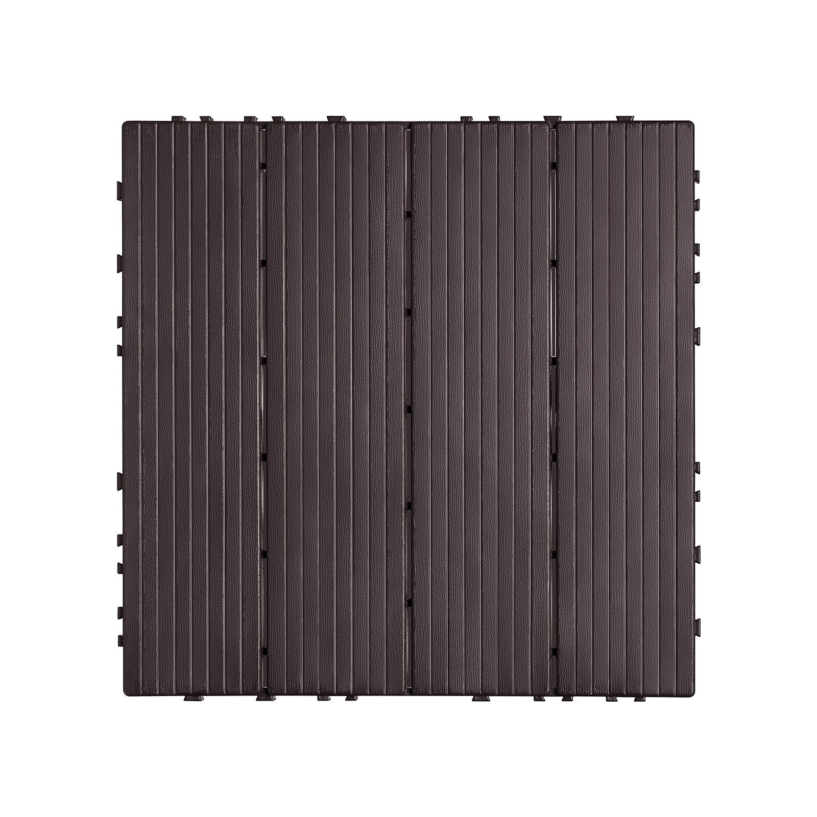 VEVOR Interlocking Deck Tiles 54 Pack 12"x12" Waterproof for Porch Dark Brown