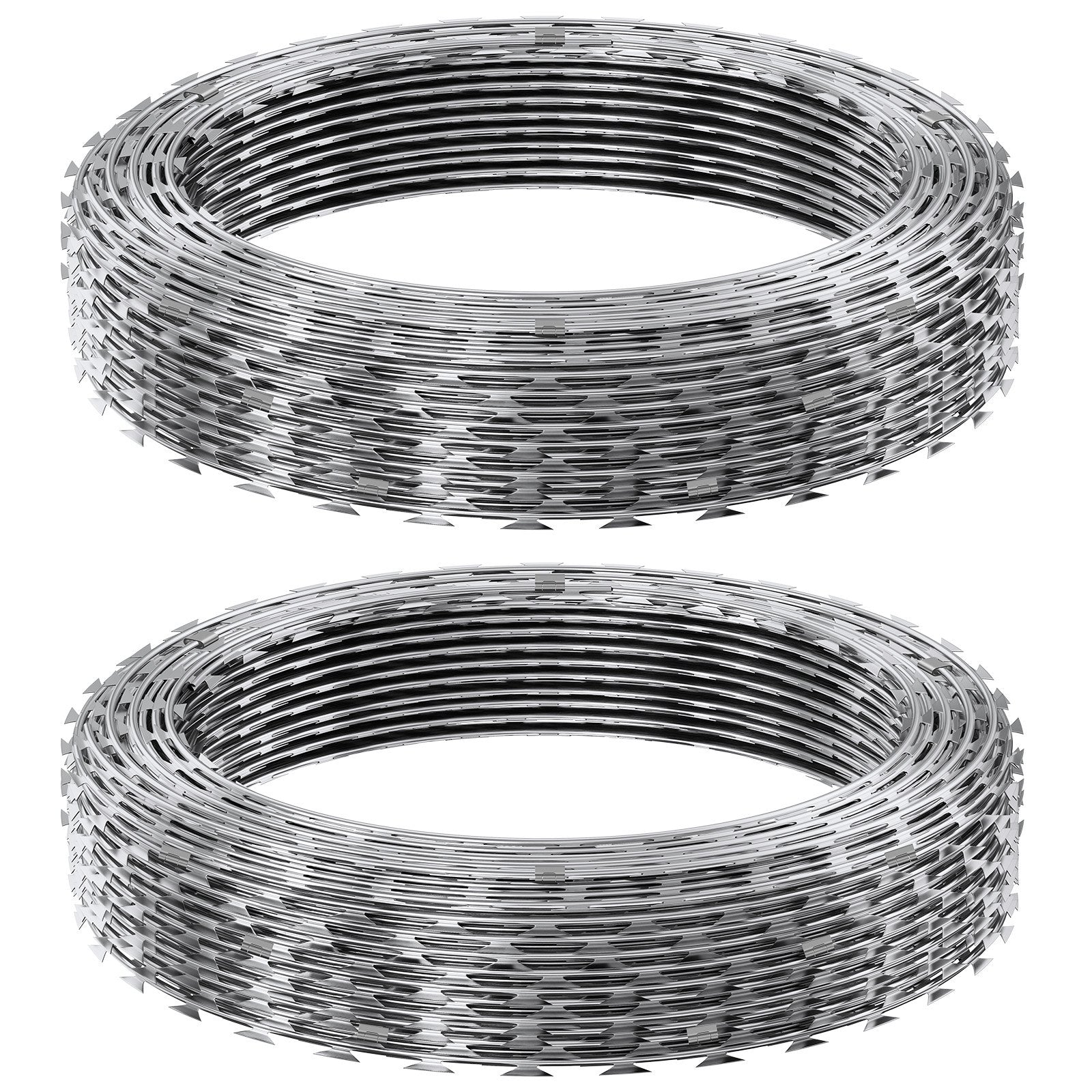 VEVOR Razor Wires, 98 ft Razor Barbed Wire, 2 Rolls Razor Wire Fencing ...