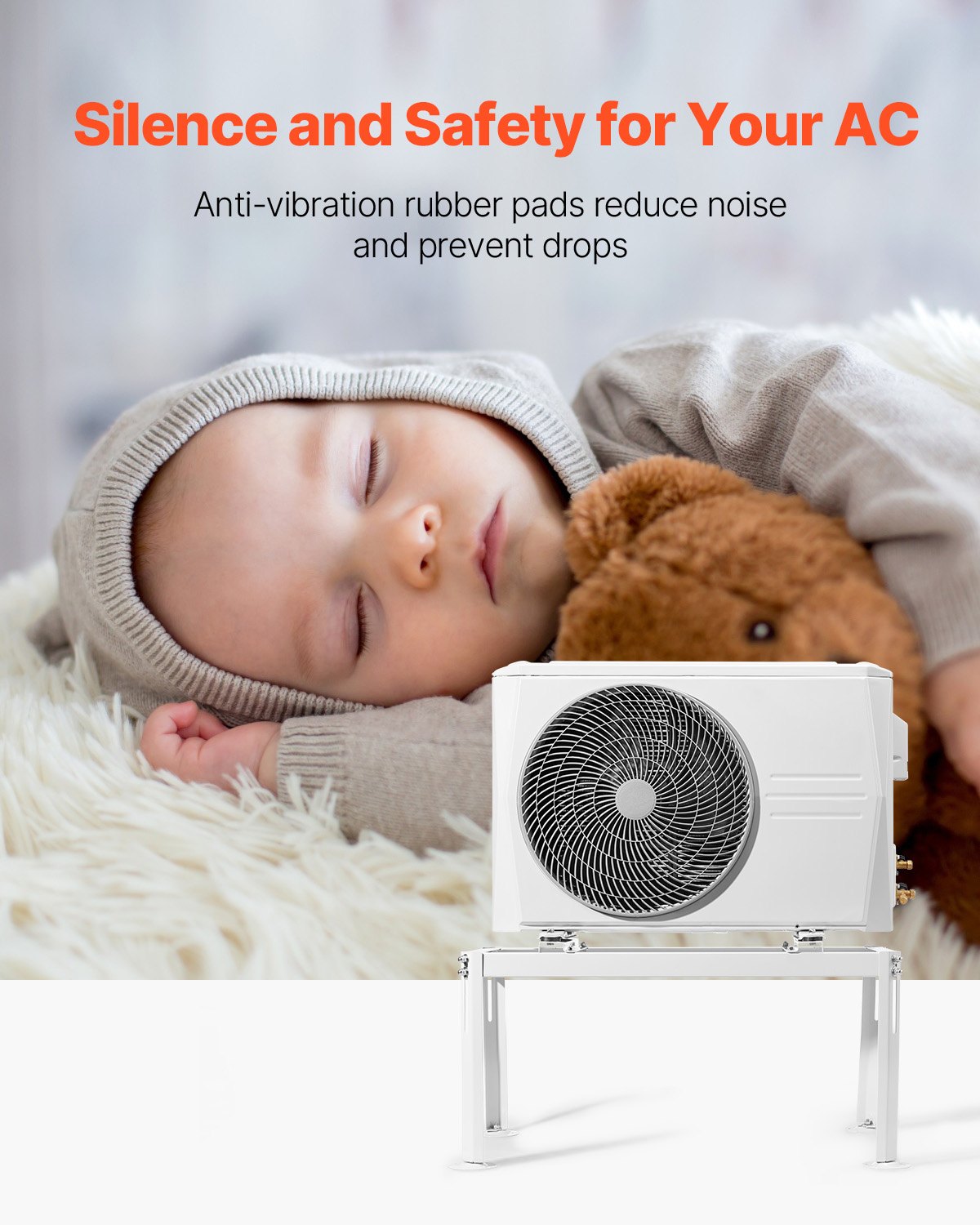 VEVOR Mini Split Ground Stand Adjustable for 9000-24000 BTU 200kg Load