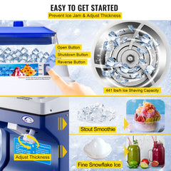 VEVOR Commercial Ice Shaver Ice Shaving Machine Crusher Snow Cone Maker 200KG/H