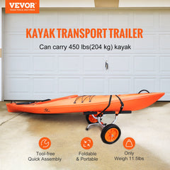 VEVOR Adjustable Kayak Cart Canoe Boat Carrier 450lbs Load with 12'' Solid Tires