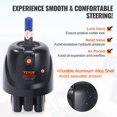 VEVOR 150HP Hydraulic Outboard Steering Kit Boat Marine System, Built-in Two-Way Lock Cylinder, 150HP Pump and High-Strength Nylon Hose for Single Station, Single-Engine use
