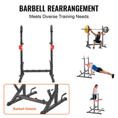 VEVOR Squat Power Rack Adjustable Heavy Duty Barbell Weight Bench Press Stand