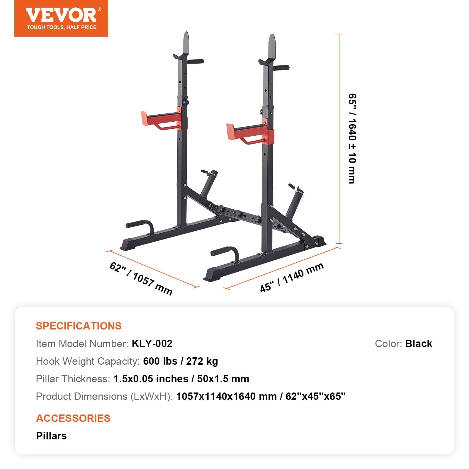 VEVOR Squat Power Rack Adjustable Heavy Duty Barbell Weight Bench Press Stand
