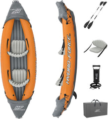 Bestway 3.21m x 1.00m Rapid X2 Kayak for 2 with Hand Pump, Paddles, Seats, Fins and Storage Bag Two Seater