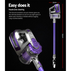 Devanti Stick Vacuum Cleaner Bagless Cordless 150W Purple