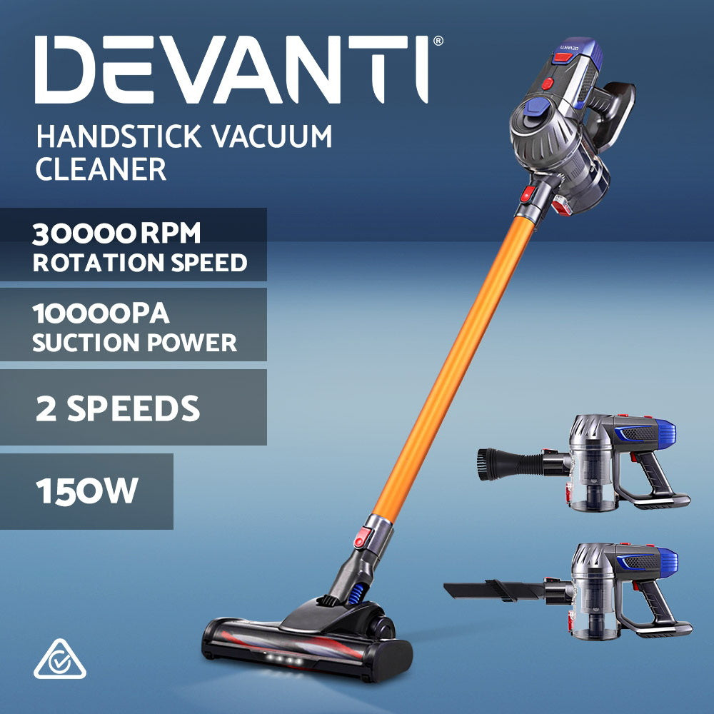 Devanti Stick Vacuum Cleaner Bagless Cordless 150W Gold