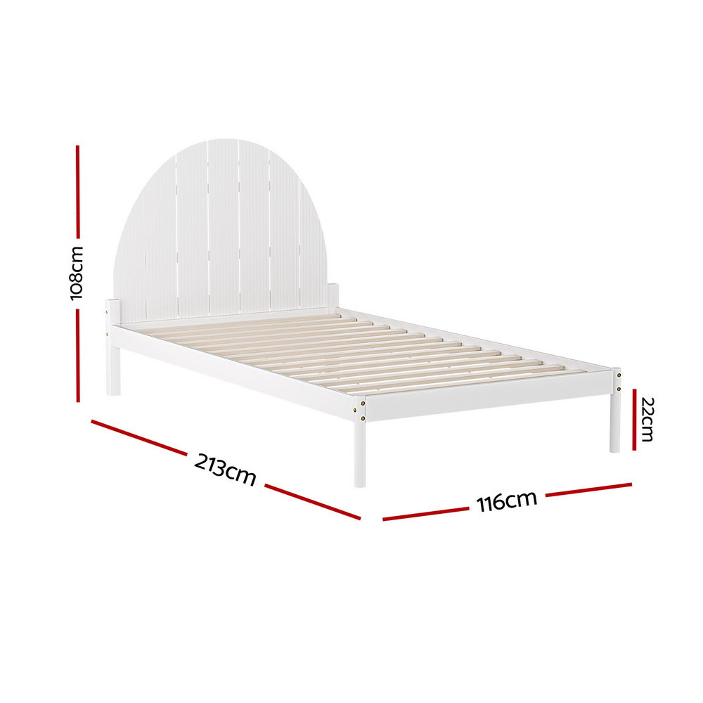 Artiss Bed Frame King Single Size Wooden White DALY-ACT