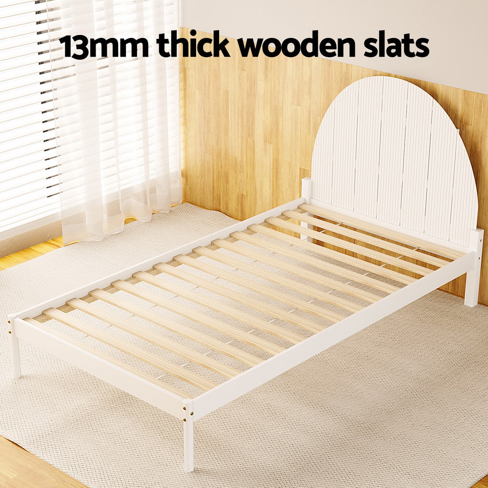 Artiss Bed Frame King Single Size Wooden White DALY-ACT