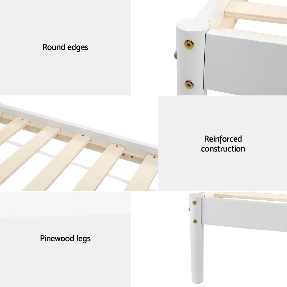 Artiss Bed Frame King Single Size Wooden White DALY-ACT