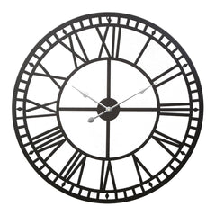 Artiss 80cm Wall Clock Large Roman Numerals Metal Black