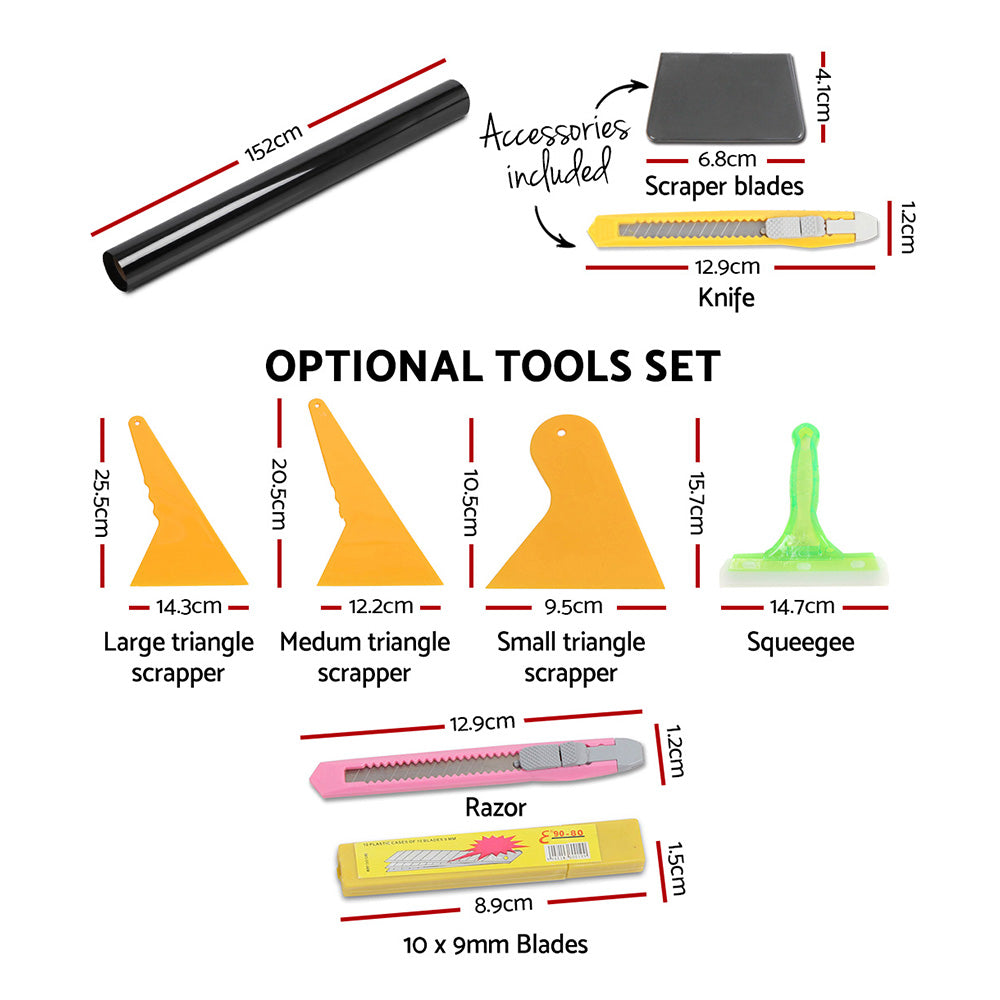 Giantz Window Tint Film Black Roll 15% VLT Home 152cm X 30m Tinting Tools Kit-WA_Rural