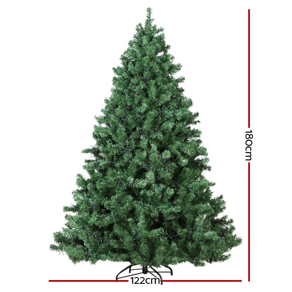 Jingle Jollys Christmas Tree 1.8M Xmas Tree Decorations 1980 LEDs 8 Light Mode-NSW_Metro