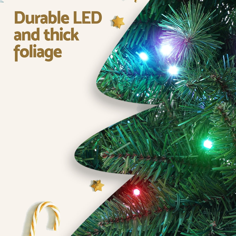 Jingle Jollys Christmas Tree 1.8m RGB Remote LED Tree Party Decoration 890 Tips-VIC_Rural