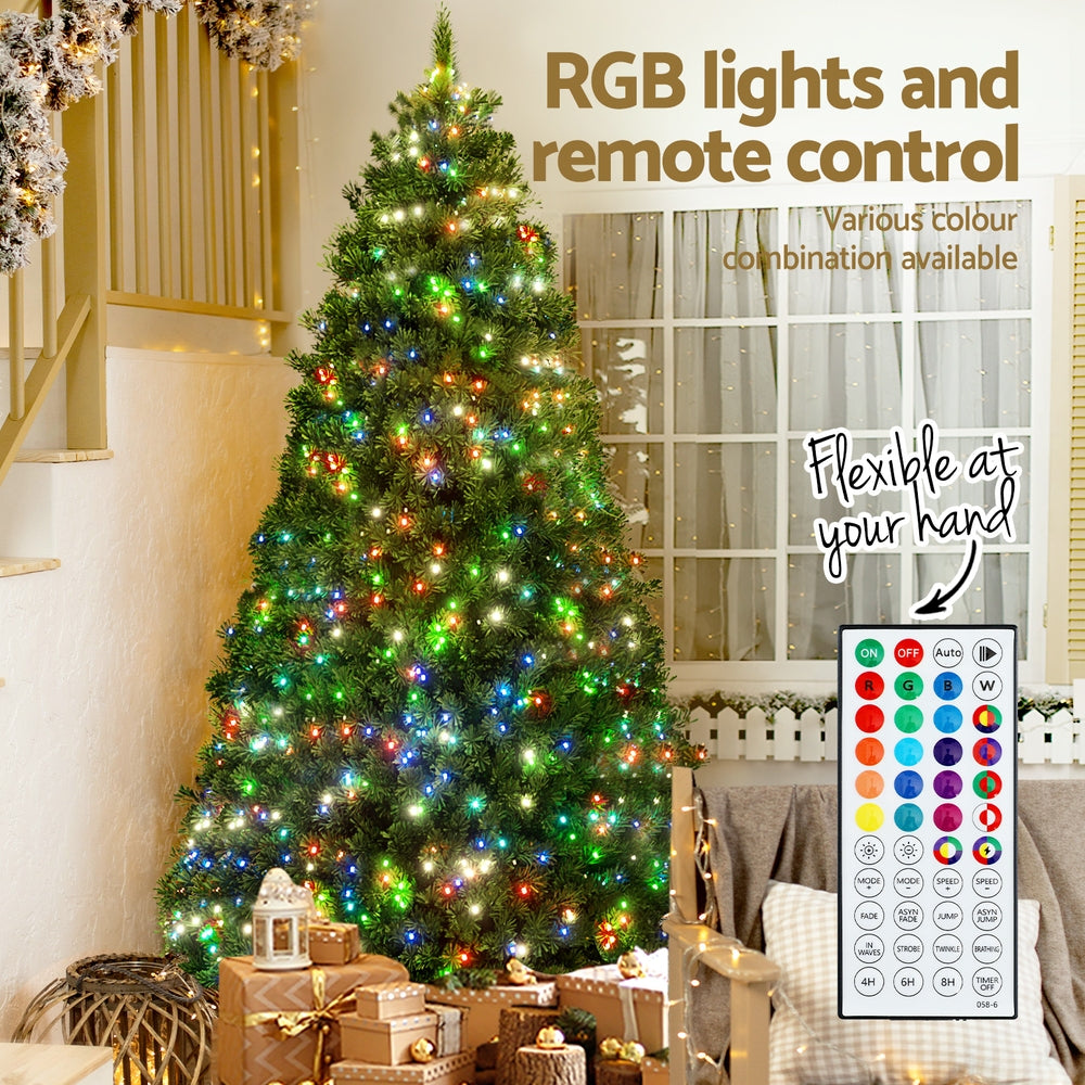 Jingle Jollys Christmas Tree 1.8m RGB Remote LED Tree Party Decoration 890 Tips-VIC_Rural