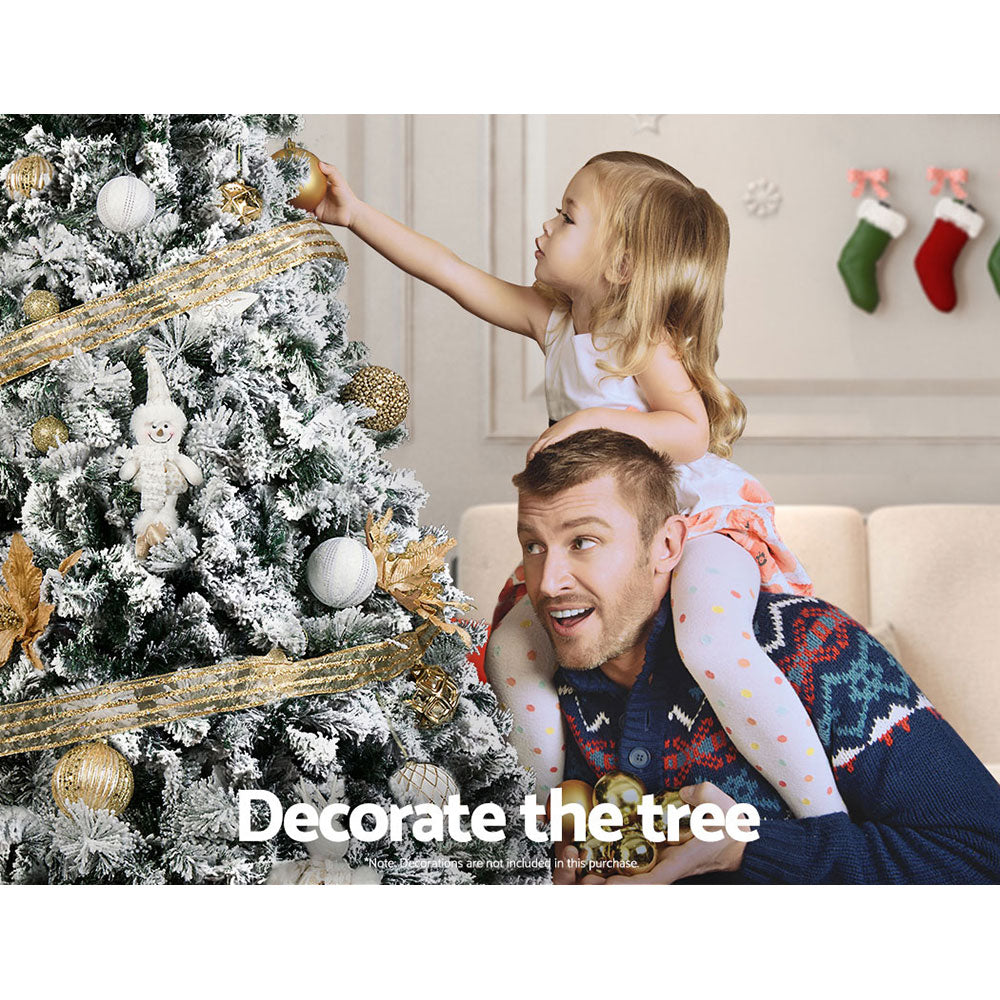 Jingle Jollys Christmas Tree 2.4M Xmas Tree Decorations Snow Flocked 1500 Tips-SA_Metro
