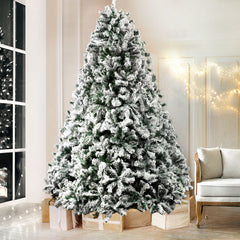Jingle Jollys Christmas Tree 2.4M Xmas Tree Decorations Snow Flocked 1500 Tips-SA_Metro