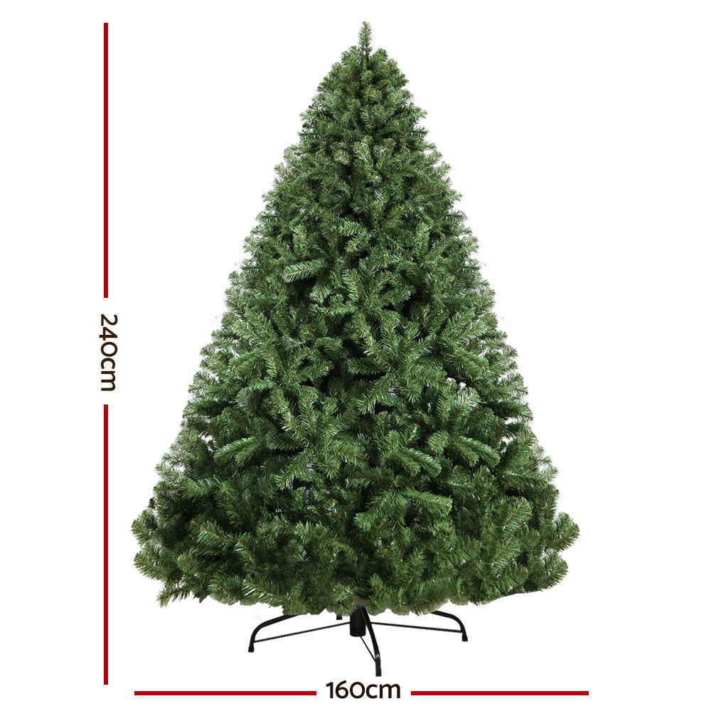 Jingle Jollys Christmas Tree 2.4M Xmas Tree Decorations Green 1500 Tips-NT_Rural
