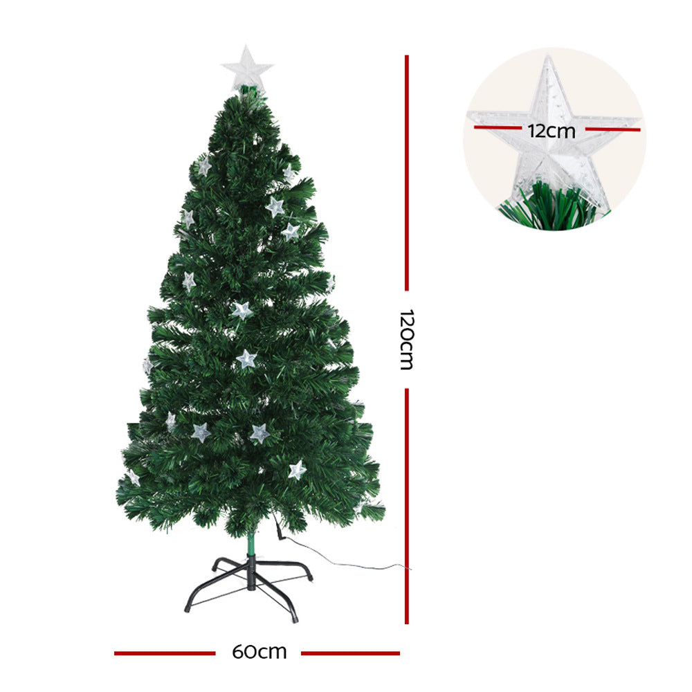 Jingle Jollys 1.2m Christmas Tree Optic Fibre LED Xmas tree Multi Colour