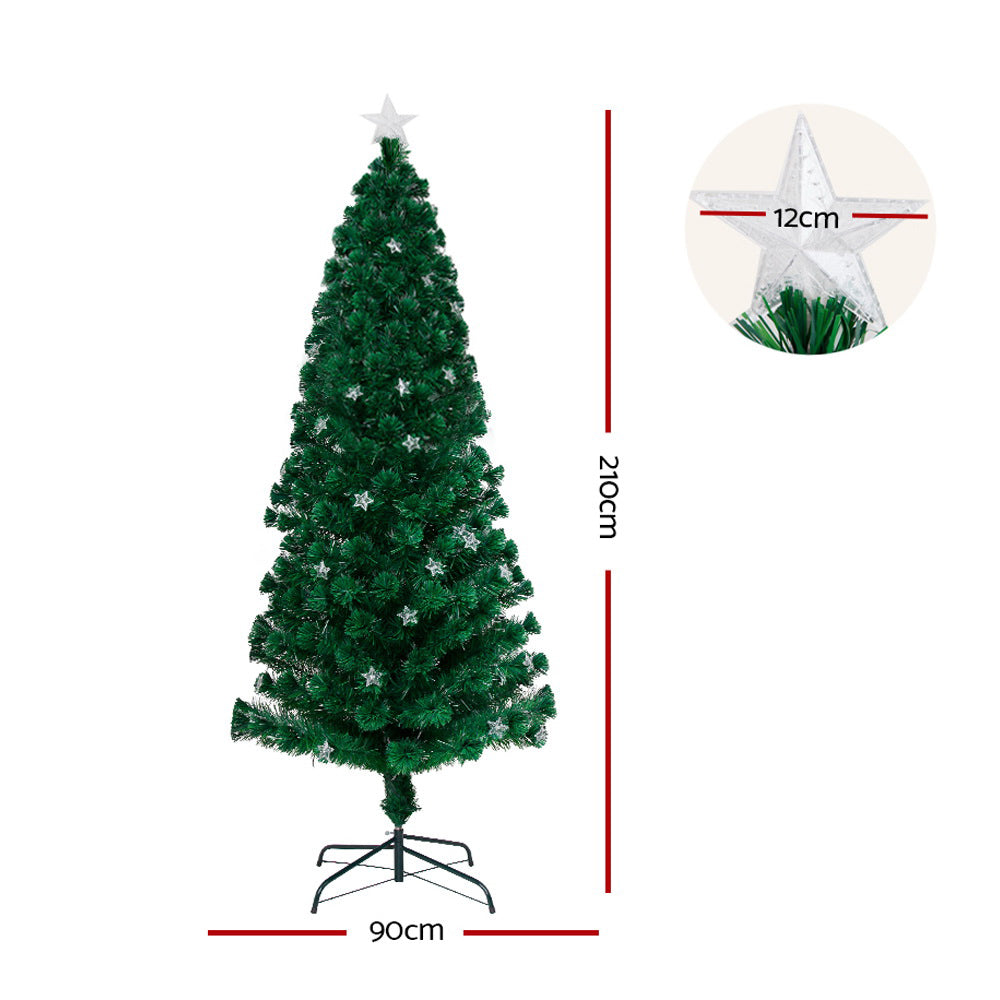 Jingle Jollys 2.1m Christmas Tree Optic Fibre LED Xmas tree Multi Colour-SA_Metro