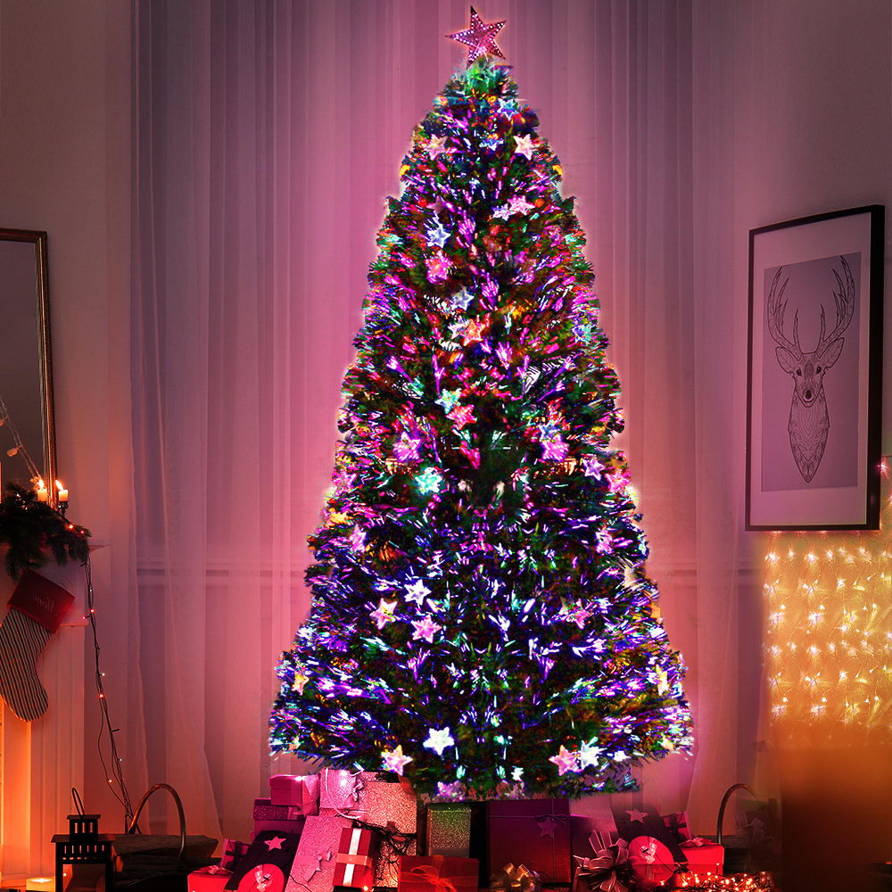 Jingle Jollys 2.1m Christmas Tree Optic Fibre LED Xmas tree Multi Colour-NSW_Metro