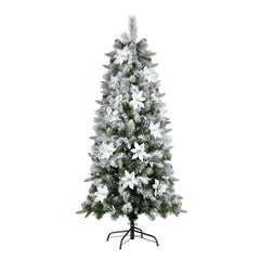 Jingle Jollys Christmas Tree 1.8m Xmas Tree Snow Flocked Flowers Decor 564 Tips-ACT