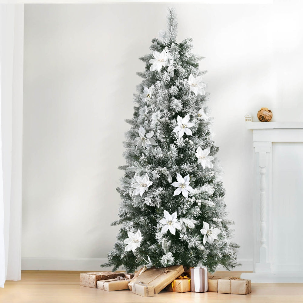 Jingle Jollys Christmas Tree 1.8m Xmas Tree Snow Flocked Flowers Decor 564 Tips-TAS_Metro