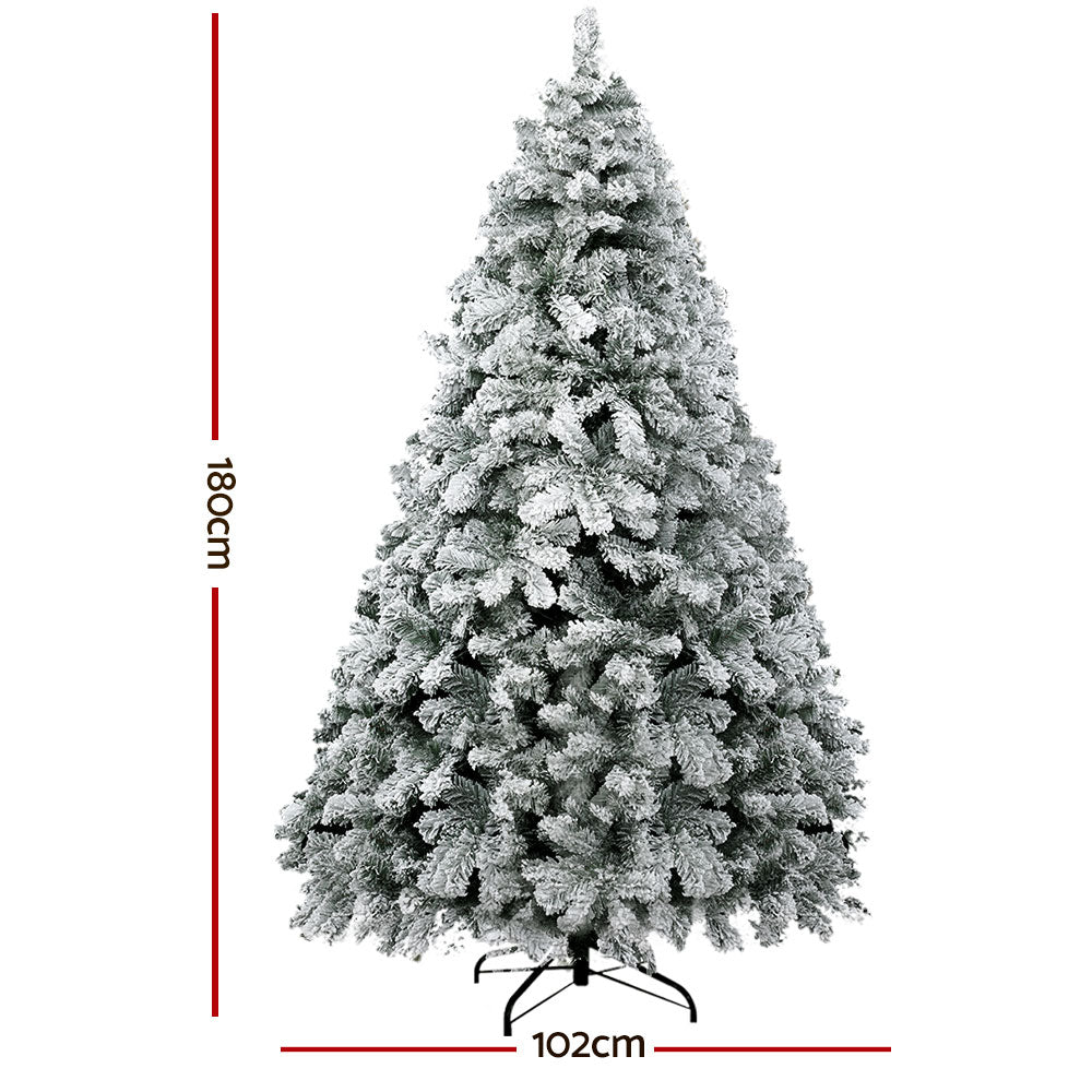Jingle Jollys Christmas Tree 1.8m Snow Flocked Xmas Tree Decorations 468 Tips-TAS_Rural