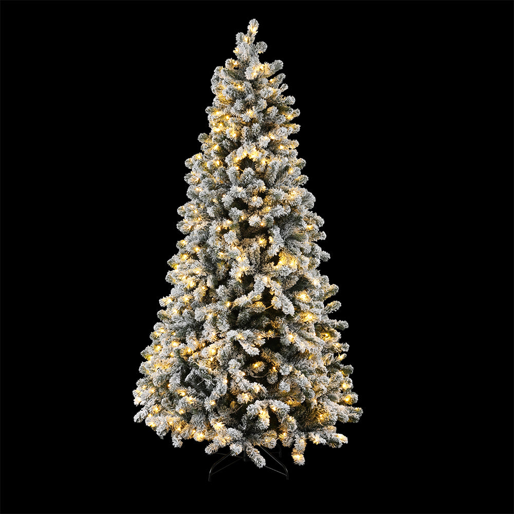 Jingle Jollys Christmas Tree 1.8m Snow Flocked LED Xmas Decoration 8 Light Modes-QLD_Rural