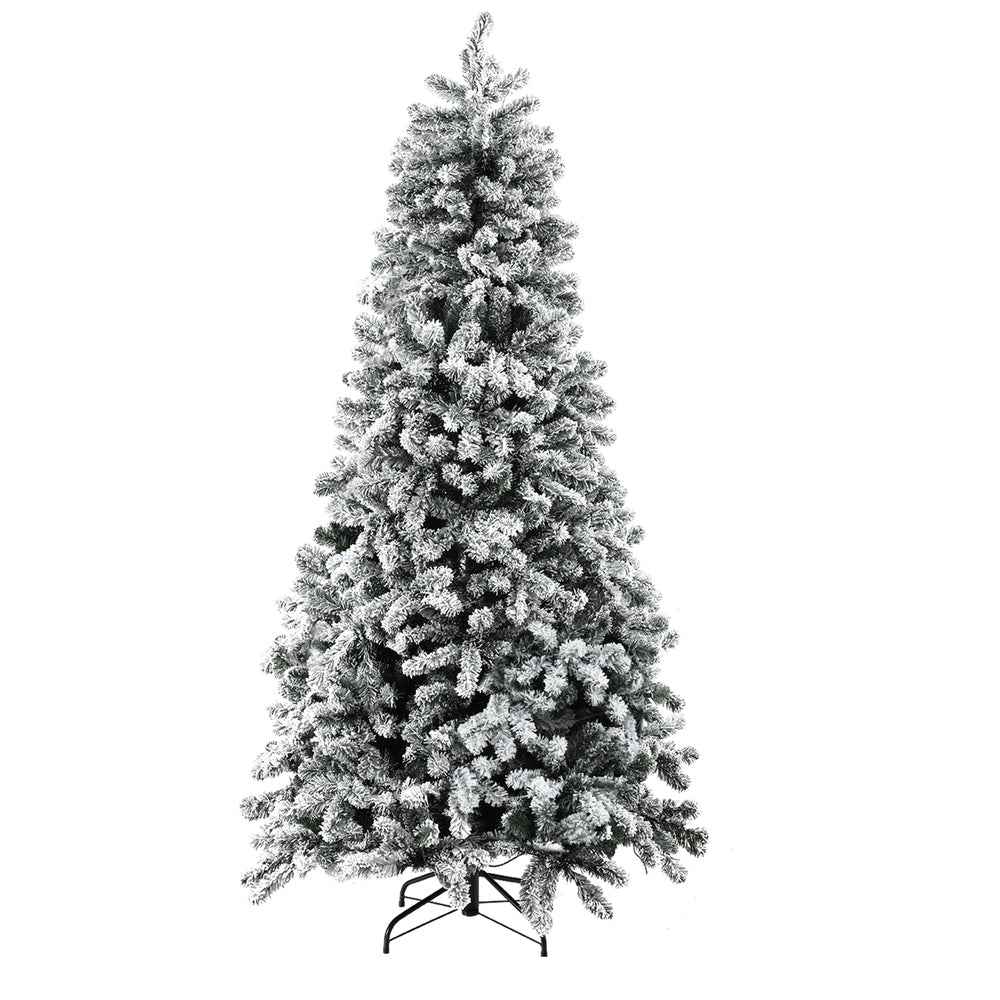 Jingle Jollys Christmas Tree 1.8m Snow Flocked LED Xmas Decoration 8 Light Modes-QLD_Rural