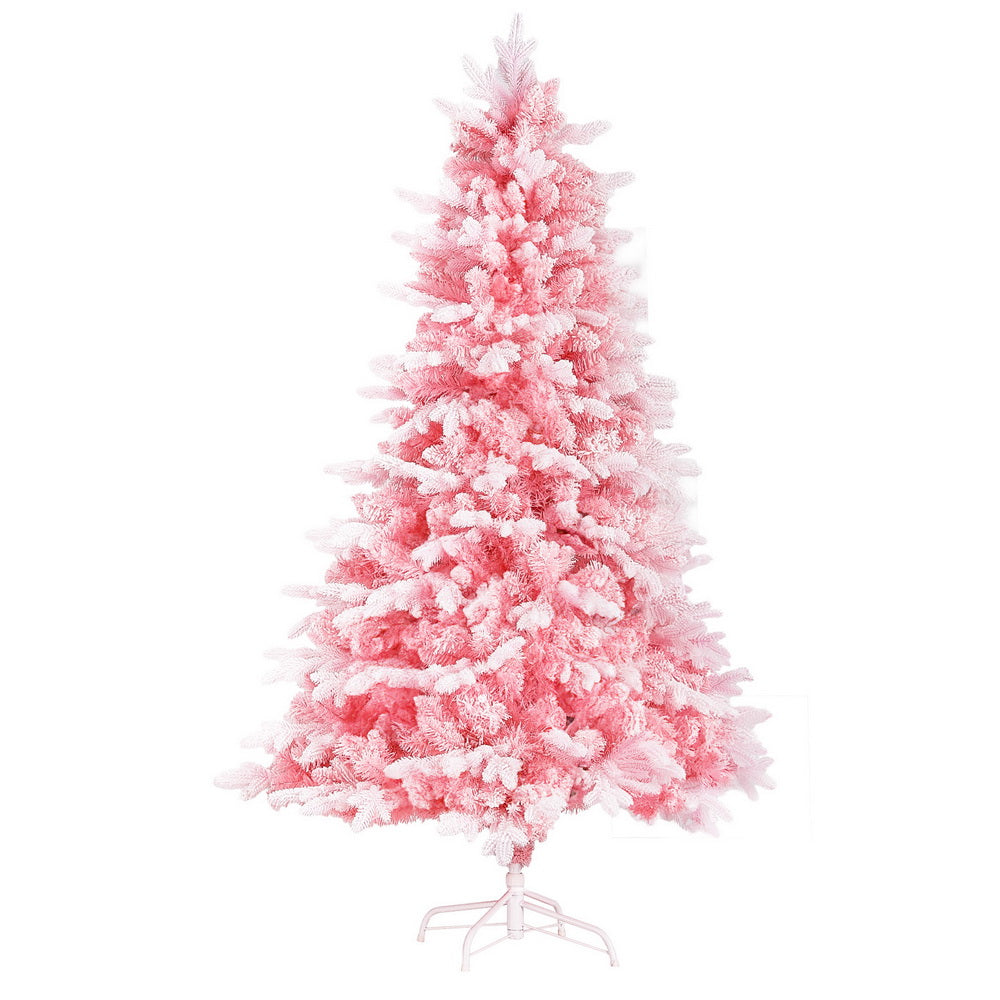 Jingle Jollys Christmas Tree 1.8m Pink Xmas Tree Snowy Party Decor 810 Tips-REMOTE