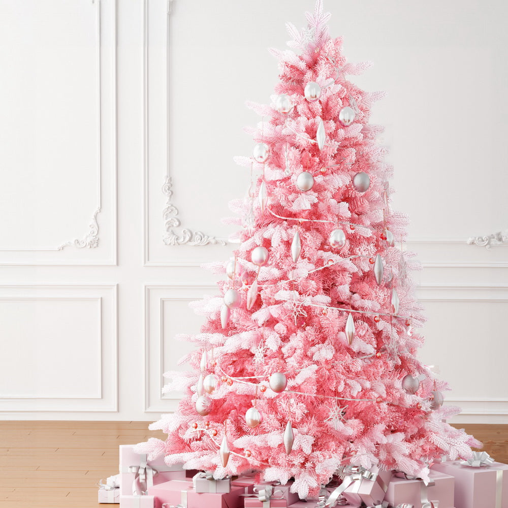 Jingle Jollys Christmas Tree 1.8m Pink Xmas Tree Snowy Party Decor 810 Tips-NSW_Metro