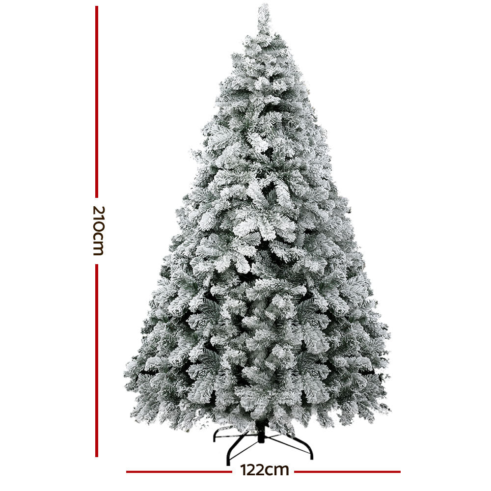 Jingle Jollys Christmas Tree 2.1m Snow Flocked Xmas Tree Decorations 780 Tips-SA_Metro