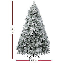Jingle Jollys Christmas Tree 2.1m Snow Flocked Xmas Tree Decorations 780 Tips-TAS_Metro